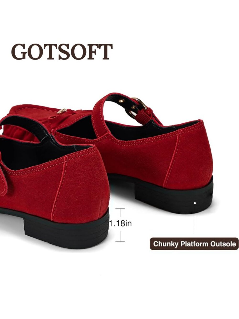 Women's Red Leather Loafers Bow Buckle Comfortable Classic Dress Work Shoes - Picture 7 of 7